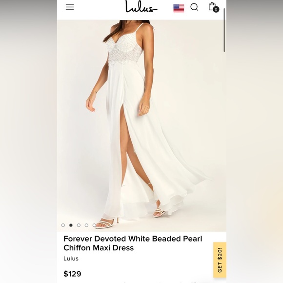 Lulus Dresses & Skirts - Lulu’s Forever Devoted White Beaded Pearl Chiffon Maxi Dress